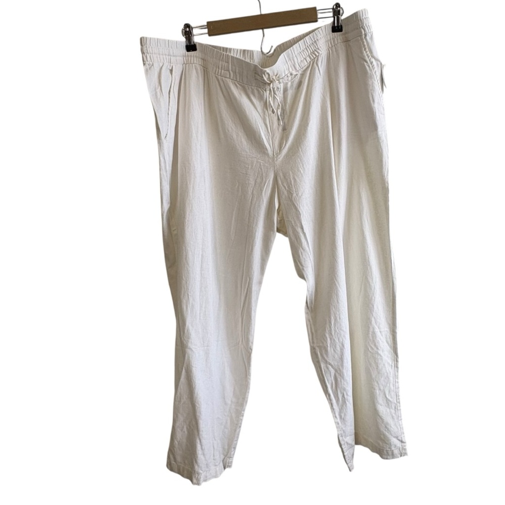 NEW Old Navy Size XXL Bright White Linen Wide Leg Pants Travel Resortwear